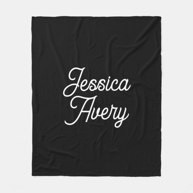 Jeder Name | Elegantes Vintages, weißes Script auf Fleecedecke (Vorderseite)