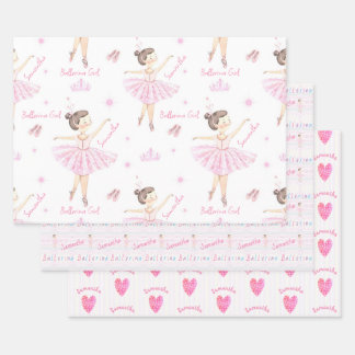 Jeder Name Hübsch Pink und White Ballerina Geschenkpapier Set