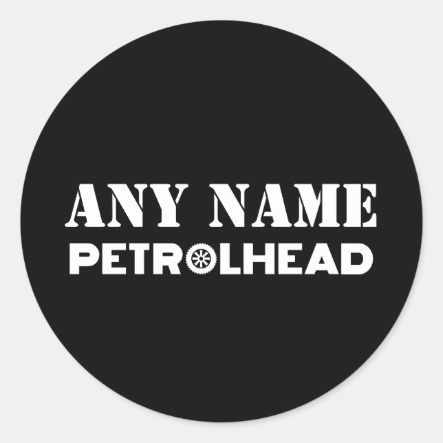 Jeder Name Personalisiert Petrolhead Runder Aufkleber (Vorderseite)