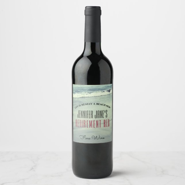 Jeder Name Rentierung Red Fine Wine Beach Weinetikett (Vorderseite)
