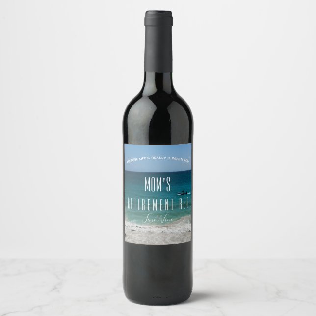 Jeder Name Rentierungs Beach Ocean Weinetikett (Vorderseite)