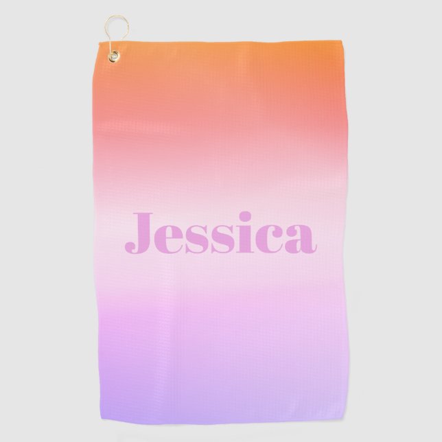 Jeder Name | Retro-Modern gestylter Text farbenfro Golfhandtuch (Vorderseite)