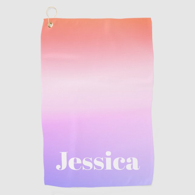 Jeder Name | Retro-Modern gestylter Text farbenfro Golfhandtuch (Vorderseite)