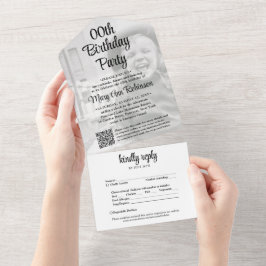 JEDER QR-Code für Geburtstagspartei und Foto-Overl All In One Einladung