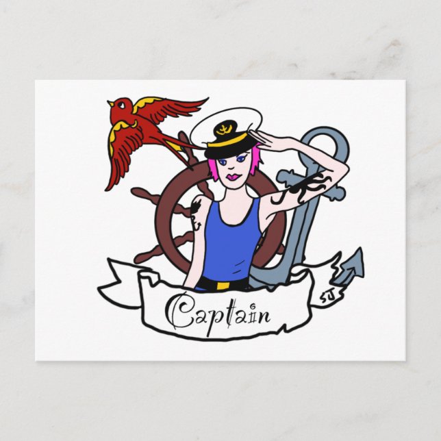 Jeder Seemann segelt Button hoch Postkarte (Vorderseite)