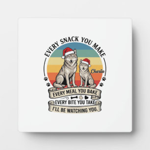 Jeder Snack, den du machst Hund Weihnachtsmann Hut Fotoplatte