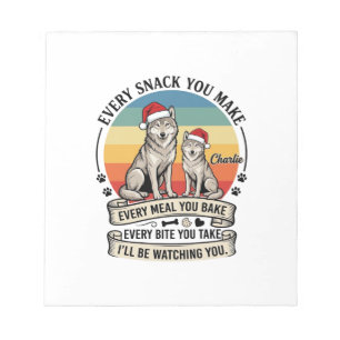 Jeder Snack, den du machst Hund Weihnachtsmann Hut Notizblock