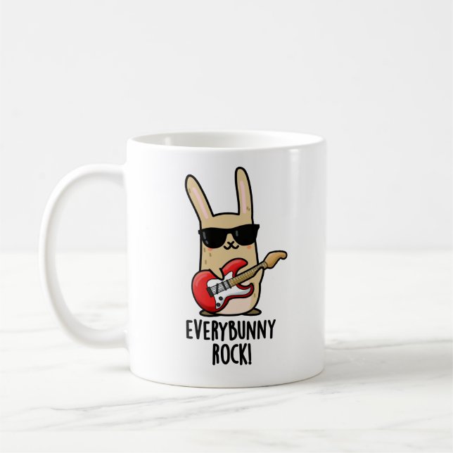 Jeder sonnige Rock Funny Animal Rabbit Pub Kaffeetasse (Links)