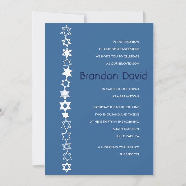JEDER STAR IST EINZIGARTIGE Bar Bat Mitzvah Einlad Einladung (Vorderseite)