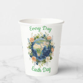 Jeder Tag ist Earth Day Floraler Kranz Erde Pappbecher