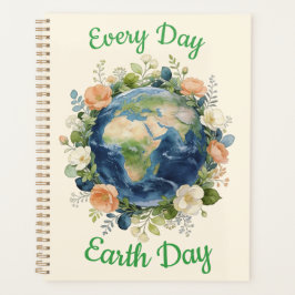 Jeder Tag ist Earth Day Floraler Kranz Erde Planer