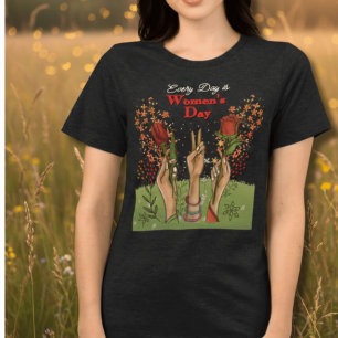 Jeder Tag ist Frauentag Hände und Blumen Tri-Blend Shirt