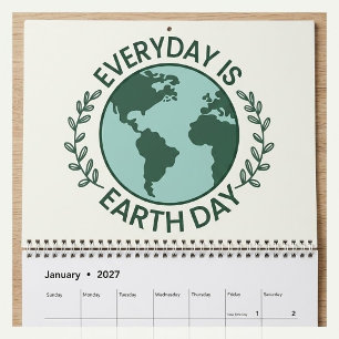 Jeder Tag Ist Tag der Erde - Vintage Grün Erde Lie Kalender