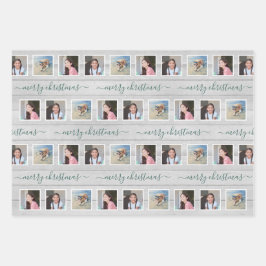 Jeder Text 12 Foto Collage Bauernhof Holz Weihnach Geschenkpapier Set