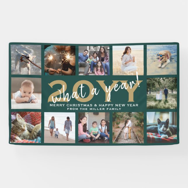 Jeder Text 12 Foto Weihnachten Neujahr Grünen Urla Banner (Horizontal)