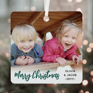 Jeder Text 2 Foto Trendiges Gebürstetes Grünes Skr Ornament Aus Metall