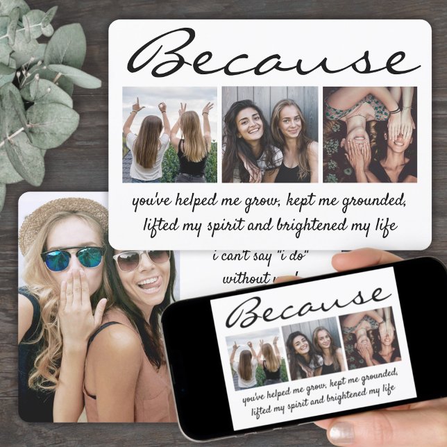Jeder Text 4 Foto Trauzeugin Bridesmaid Vorschlag Einladung (Von Creator hochgeladen)