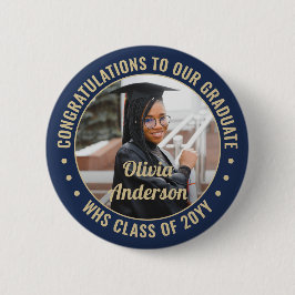 Jeder Text Abschluss Foto Glückwünsche Navy Blue G Button