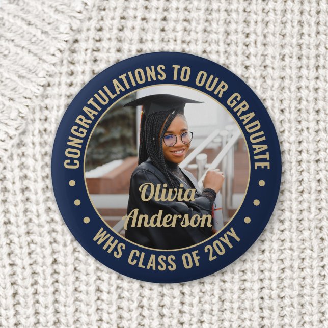 Jeder Text Abschluss Foto Glückwünsche Navy Blue G Button (Von Creator hochgeladen)