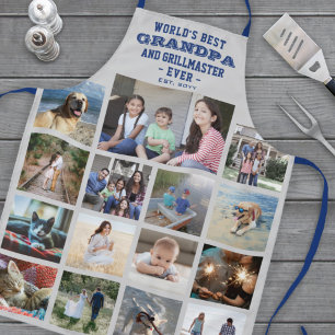 Jeder Text Foto Collage Beste Opa je blau Grau Schürze