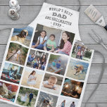 Jeder Text Foto Collage Bester Vater Grauer weißer Schürze<br><div class="desc">Feiern Sie mit einer eleganten Foto-Collage aus grauer und weißer Schürze die schlichten Freuden von Familie und Kindern. Bilder und Text sind einfach zu verändern. Zitat, dass "Weltbesten Vater und Grillmeister je Osten. 20YY" kann Kindernamen enthalten und für Daddy, Pop, Papa, Opa, etc. personalisiert sein. IMAGE PLACEMENT TIP: Eine einfache...</div>