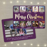 Jeder Text Lila 11 Fotocollage Einfache Skripte Folien Feiertagskarte<br><div class="desc">Senden Sie stilvolle fröhliche Grüße und teilen Sie 11 Ihrer Lieblingsfotos mit einer individuellen Foto Collage lila und Goldfolie Urlaubskarte. Der gesamte Text auf dieser Vorlage ist einfach zu personalisieren und enthält alle möglichen Formulierungen, wie z. B. Frohe Weihnachten, glückliche Feiertage, Frohe Festtage, Neujahrsjubiläen usw. (IMAGE PLACEMENT TIP: Eine einfache...</div>