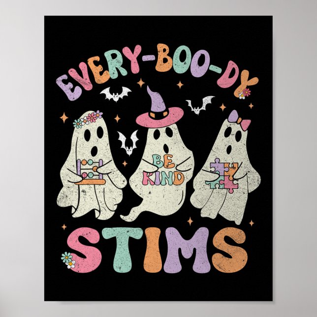 Jedermann Stims Funny Autism Ghost Halloween Sp Poster (Vorne)
