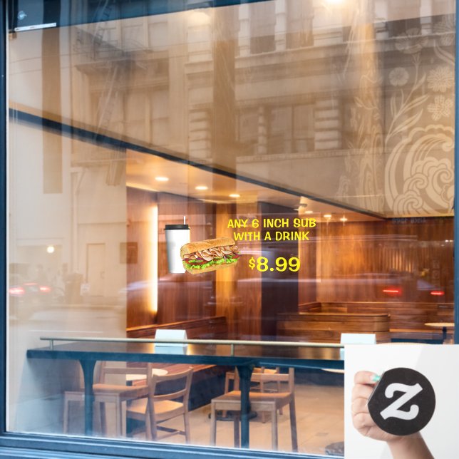 Jedes 6-Zoll-Subsystem mit einem Drink-Add-Logo an Fensteraufkleber (Café-Fenster)