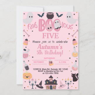 JEDES AGE Fab-boo-lous Halloween Mädchen rosa lade Einladung