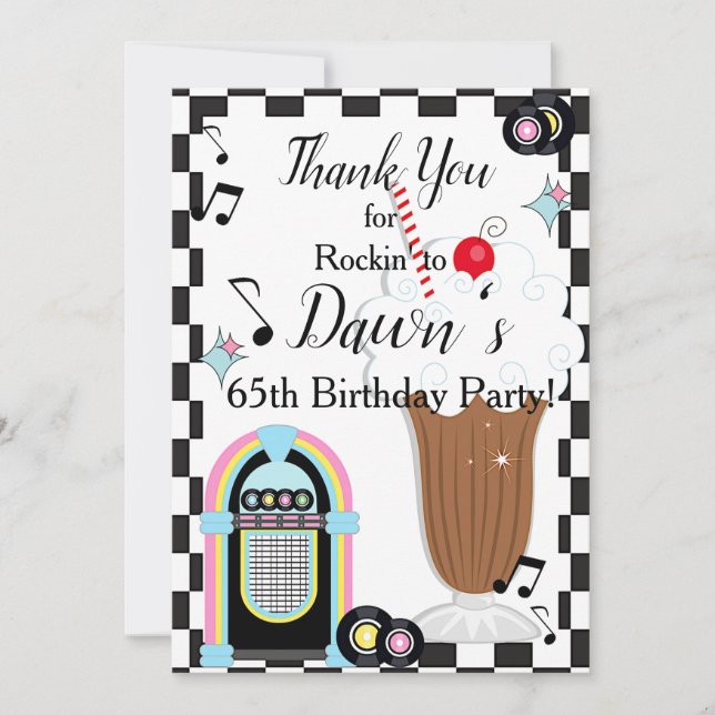 Jedes Alter, 1950er Jahre Retro-Geburtstag Dankeskarte (Vorderseite)