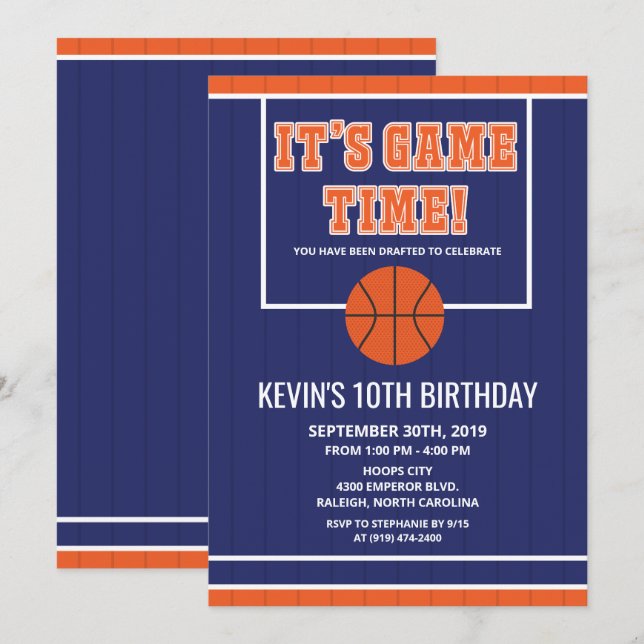 JEDES ALTER - Basketball Einladung zum Geburtstag (Vorne/Hinten)