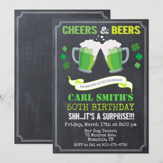 JEDES ALTER - Biere & Cheers Einladung zum Geburts (Vorne/Hinten)