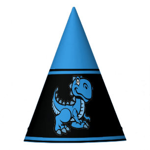 Jedes Alter Blau und Schwarz T Rex Dinosaurier Geb Partyhütchen