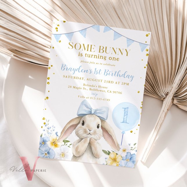 JEDES ALTER Bunny Pink Aquarell Wildblume Geburtst Einladung (Von Creator hochgeladen)