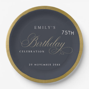 JEDES ALTER EINFACHER NAVY GOLD TYPOGRAPHY BIRTHDA PAPPTELLER
