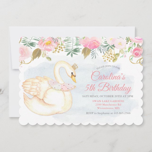 JEDES ALTER - Einladung von Swan Floral zum Geburt (Vorderseite)