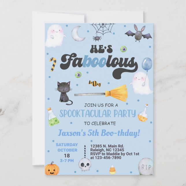 JEDES ALTER fa-boo-lous Halloween Boo-Day einladen Einladung (Vorderseite)