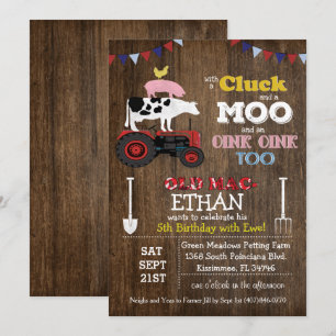 JEDES ALTER - Farm Animal Barnyard Geburtstag Einl Einladung