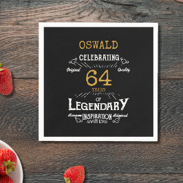 Jedes Alter Geburtstag Black Gold Retro Legendary Serviette