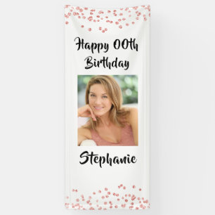 JEDES ALTER Geburtstag Rose Gold Confetti Script F Banner