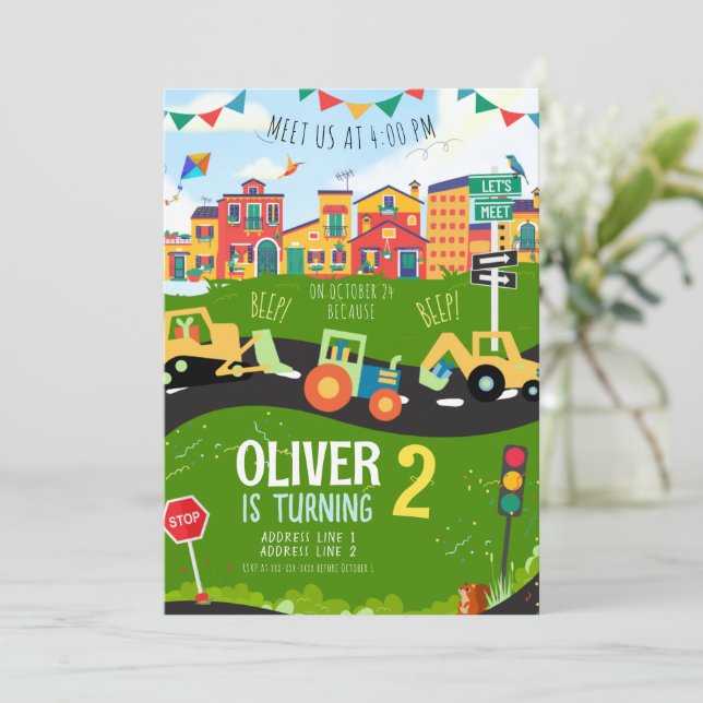 Jedes Alter, grüner Geburtstag Einladung (Stehend Vorderseite)