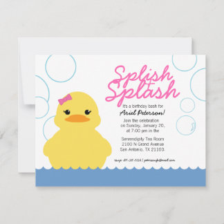JEDES ALTER Gummi DUCKY BIRTHDAY Party Einladung