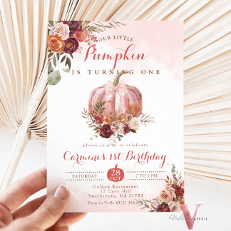 JEDES ALTER Little Pumpkin Burgundy Rose Geburtsta Einladung