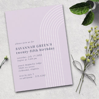 Jedes Alter | Pastel Lavender Lila Einfache Geburt Einladung