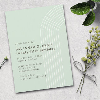 Jedes Alter | Pastel Mint Green Minimalistisch Geb Einladung