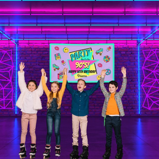 JEDES ALTER Retro 90er Party lila rosa aquamariner Banner (Von Creator hochgeladen)