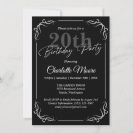 Jedes Alter Schwarz und Weiß Geburtstag modern Einladung