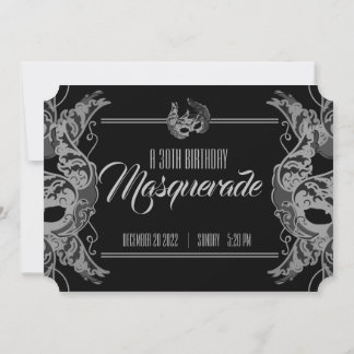 JEDES ALTER Schwarz-Weiß-BIRTHDAY MASQUERADE-Ticke Einladung
