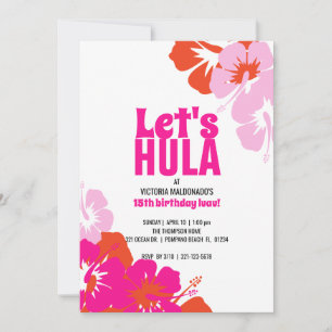 JEDES ALTER Tropical BIRTHDAY PARTY Pink Orange lu Einladung