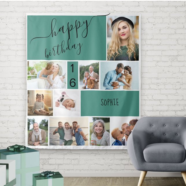 Jedes Alter von 10 Jahren FotoCollage Personalisie Wandteppich (Von Creator hochgeladen)